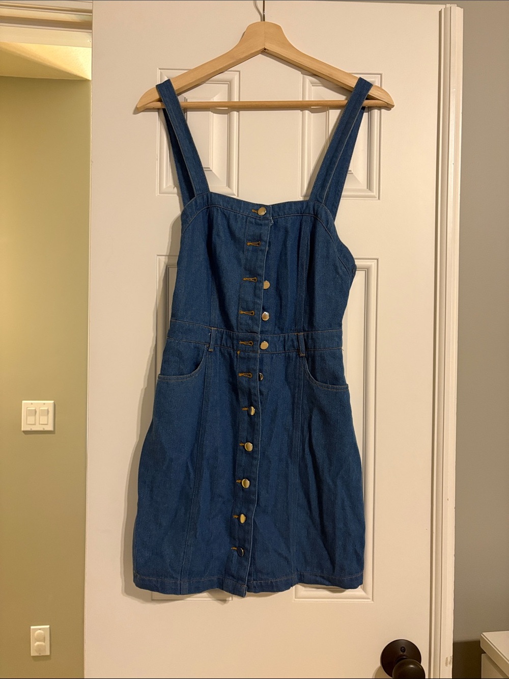 Wild Honey Blue Denim Button-Front Mini Dress